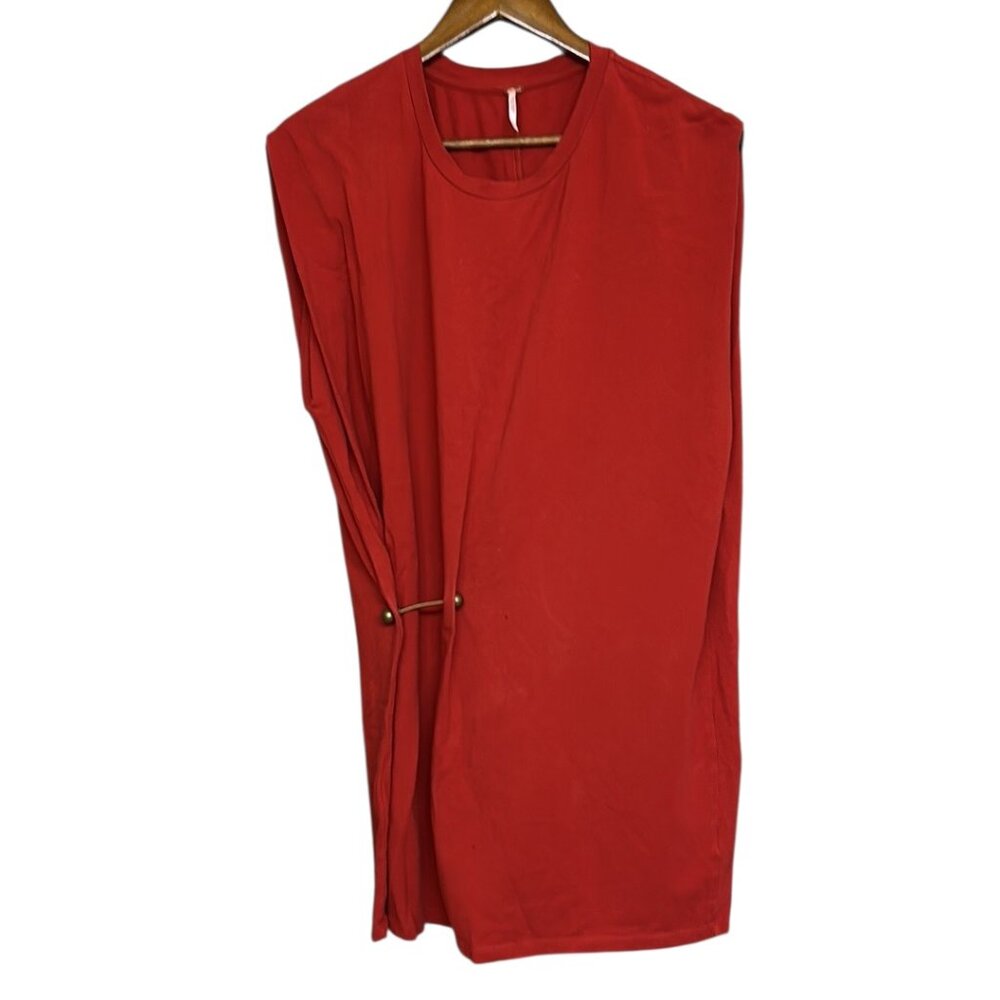 Free People Bianca Grommet Hardware Tunic Mini Dress Red  Size S